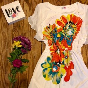 White dress with flowers